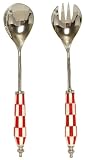 Decorative Salad Server Set With Inlaid Bone Handles