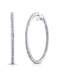 1 5/8ct Prong Diamond Hoop Earrings in 14k White Gold (IJ, I1-I2)