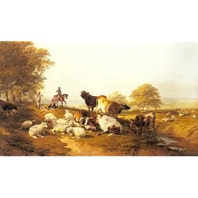 A3 Box Canvas 30cm x 42cm Cooper Thomas Sidney Cattle And Sheep Resting In An Extensive Landscape