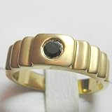 14K Yellow Gold Black Diamond Man's Ring