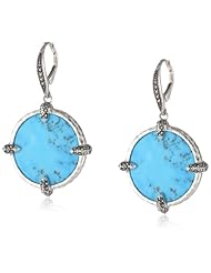 Judith Jack "Coins" Sterling Silver, Marcasite and Turquoise Coin Drop Earrings