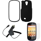 GTMax Black Snap on Rubberized Case + Clear LCD Screen Protector + Car Char ....