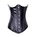 Muka Faux Leather 24 Steel Boned Underbust Black Corset, Waist Training Cincher, Gift Idea 