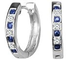 Sapphire Huggie Hoop Earrings in White Gold (half inch)
