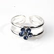 STERLING SILVER TOE RING W/CZ - 5.5mm Blue Flower
