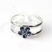 STERLING SILVER TOE RING W/CZ - 5.5mm Blue Flower