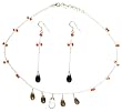 Sterling Silver Set Smokyquartz Earrings Necklace (gnklcs305)