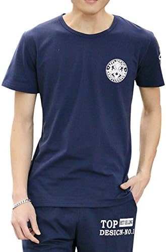 Fashionback Men's Summer Charming Loose Printed Crew Neck Short Sleeve t Shirt Dark Blue 2XL /US M chest:37.8"