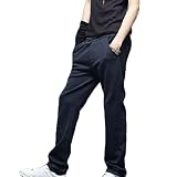 Allegra K Men Elastic Waist Multi Pockets Trousers Sports Pants Blue W32