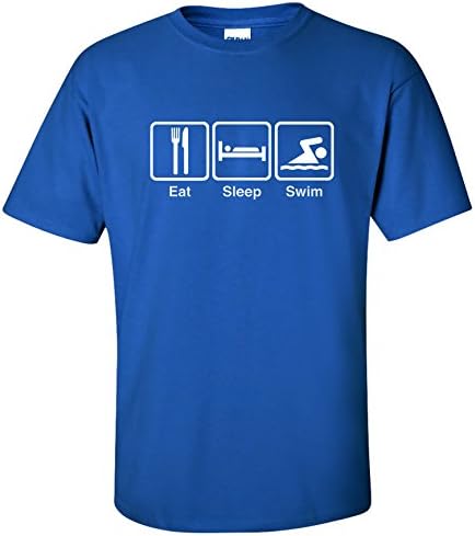 EatSleepTee Men's Eat Sleep Swim T-Shirt Funny Swimming Tee Large Blue