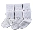 Luvable Friends 6 Pack Basic Cuff Socks, White, 0-6 Months