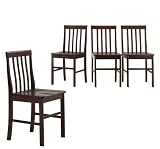 Walker Edison Solid Wood Dining Chairs, Espresso, Set of 4