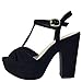 BAMBOO Women's T-Strap Chunky Heel Platform Sandal