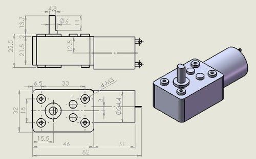 Short Size Model GW370-45 12VDC 45rpm Self-Lock DC Turbine Gear Motors