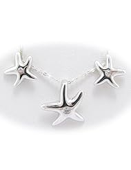 Sterling Silver Star CZ Pendant Earrings Flat Cable Chain 18 inch