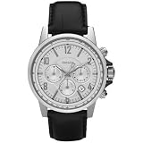 DKNY Mens NY1463 Black Leather Quartz Watch with Silver Dial