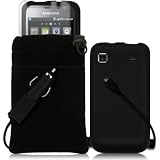 SAMSUNG i9000 GALAXY S 4 PC LUXURY GIFT ACCESSORY PACK - BLACK SKIN CASE, SCREEN PROTECTOR, POUCH CASE, CAR CHARGER PART OF THE QUBITS ACCESSORIES RANGEby Qubits