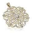 Two Tone Genuine 10 KT Gold Filigree Floral Pendant 10K Charm