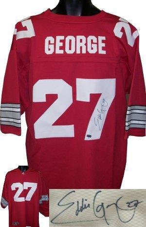 Autographed Eddie George Jersey - Ohio State Buckeyes Headmaster Red Hologram - Autographed NFL Jerseys