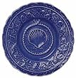 Majolica Sea Shell Ceramic Pottery Luncheon Plate Blue 8.5"D Set / 2