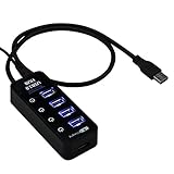 Tendak USBハブ4ポートUSB3.0+インテリジェント充電ポート対応 ケーブル--65cm