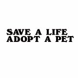 Save a Life Adopt a Pet Black Vinyl Set of 4 Car Decal Sticker Dog Cat Lover Animal Rescue