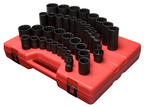 Sunex 2698 1/2-Inch Drive 12-Point SAE Master Impact Socket Set, 39-Piece