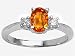 1.10 cts Genuine Oval Orange Sapphire and Diamond Engagement Ring - 14kt White or Yellow Gold