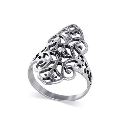 Sterling Silver Filigree Band Flower Ring Size 5 to 10