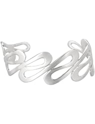Silver Rhodium Plated Polish Fanct Wavey Like Cuff Bangle
