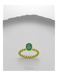 Forest Green Colored Enamel Ring In Brass