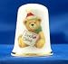 Porcelain China Collectable Thimble -- Christmas Santa Claus Teddy Bear with Free Gift Box