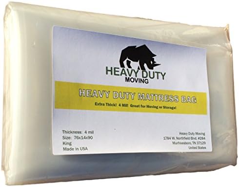 Heavy Duty Mattress Bag - Super Thick 4 mil by Heavy Duty Moving - King Size for moving, storage, moisture and bed bugs - Extra Tough Guarantee