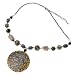 Onyx Colored Round Resin Pendant Necklace with Cateye Grey Beads