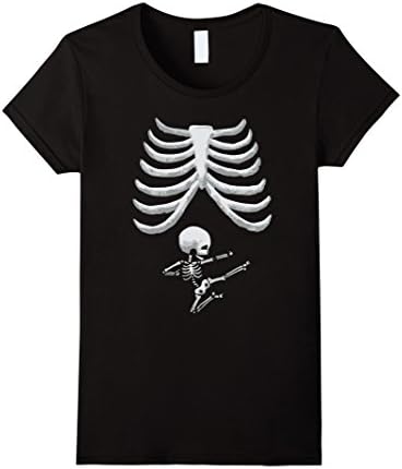 Women's Baby Skeleton Halloween Shirt for Pregnant Women Medium Black