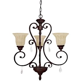 Capital Lighting 4131MBZ-270-CR Brandon Hall Three Light Chandelier With Crystals MEDITERRANEAN BRONZE 22.75 inch W 25.5 inch H 3-100 Watt Medium Base