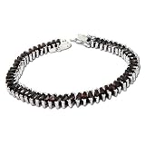 Birthday Gift Ideas Silver Garnet Gemstone Link Bracelet 7.5 inches (brclt254)