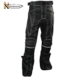 Xelement Mens Advanced Level-3 Black Tri-Tex White Stitched Fabric Motorcycle P