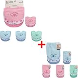 3 Matching Sets, 6-Pack "I Love" Drooler Baby Bib & Burp Cloths