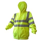High Visibility Hi Vis Yellow Safety Hoody Hooded Jacket Top