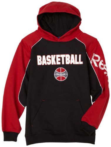 Reebok Boys 8-20 Boys Bball Pieced Fleece Hoodie, Black, Medium