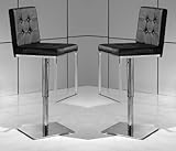 Modern Furniture Set of Two Black Leather-match Hydraulic Bar Stools (Comme ....