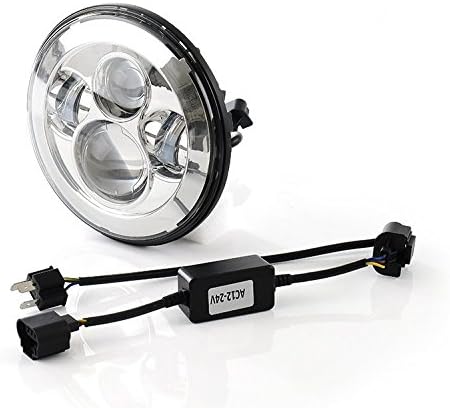 Scoot Lights, SL-J048A Chrome 7" LED Headlight for Harley Davidson Motorcycles