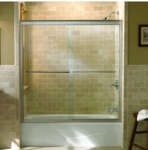 KOHLER K-702202-L-MX Fluence Frameless Bypass Bath Door, Matte Nickel
