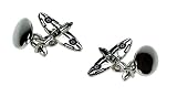 Onyx Designer Cufflinks - Spitfire on a Chain- For the Classic Plane Enthusiast