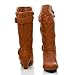 Elvina22K Tan Childrens Girl Low Heel Quilted Knee High Riding Boots