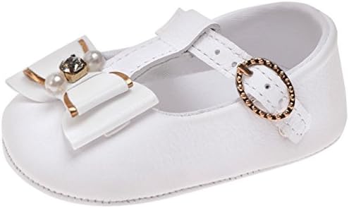 Pimpolho Baby-Girl Newborn My First Shoe Leather White Mary Jane 0-2 Months