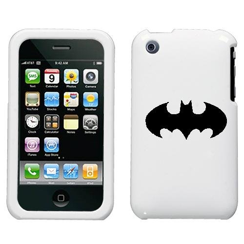  APPLE IPHONE 3G 3GS BATMAN BLACK BAT ON A WHITE HARD CASE COVER