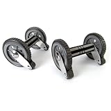 66 Fit Twin Ab Roller Wheels and Knee Pad - Black
