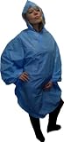 Produkt-Bild: Stabiler, extrastarker hellblauer Regenponcho / Regenumhang / Regencape mit Kapuze und Aufbewahrungstasche (Kapuze mit Sichtfenster)